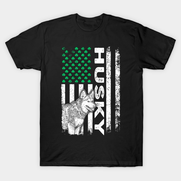 Irish Sibe Husky Dog American Ireland Flag St Patrick Day T-Shirt by dashawncannonuzf